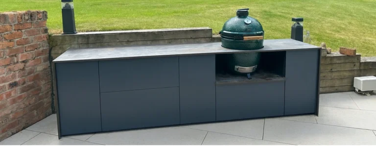Outdoor kitchen spray finished in a Tricoya wood and Dekton surfaces blog